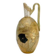 Mt Washington Royal Flemish Armorial Frosted Glass Ewer, circa 1900