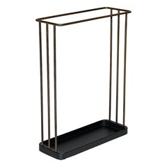 Mid-Century Modern Vintage Black Brass Umbrella Stand Franz Hagenauer 1950s