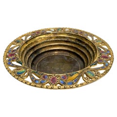 Tiffany & Co. Furnaces Gilt Bronze and Enamel Reticulated Bowl #421, circa 1910