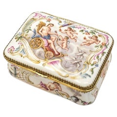 Meissen Porcelain & Guilt Silver Snuff Box, C1850