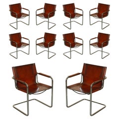 Ten Retro Matteo Grassi MG5 Marcel Breuer Cognac Brown Leather Armchairs 10