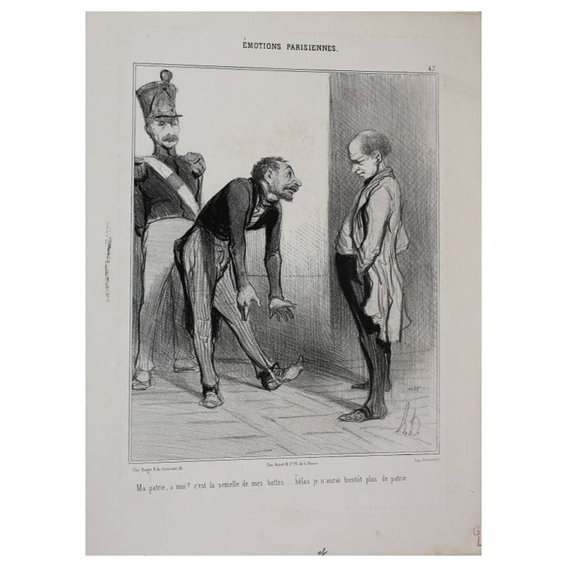 Honore Daumier Lithograph Initialed HD My Homeland For Sale