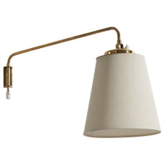 Valinte OY, Wall Light, Brass, Fabric, Finland, 1950s