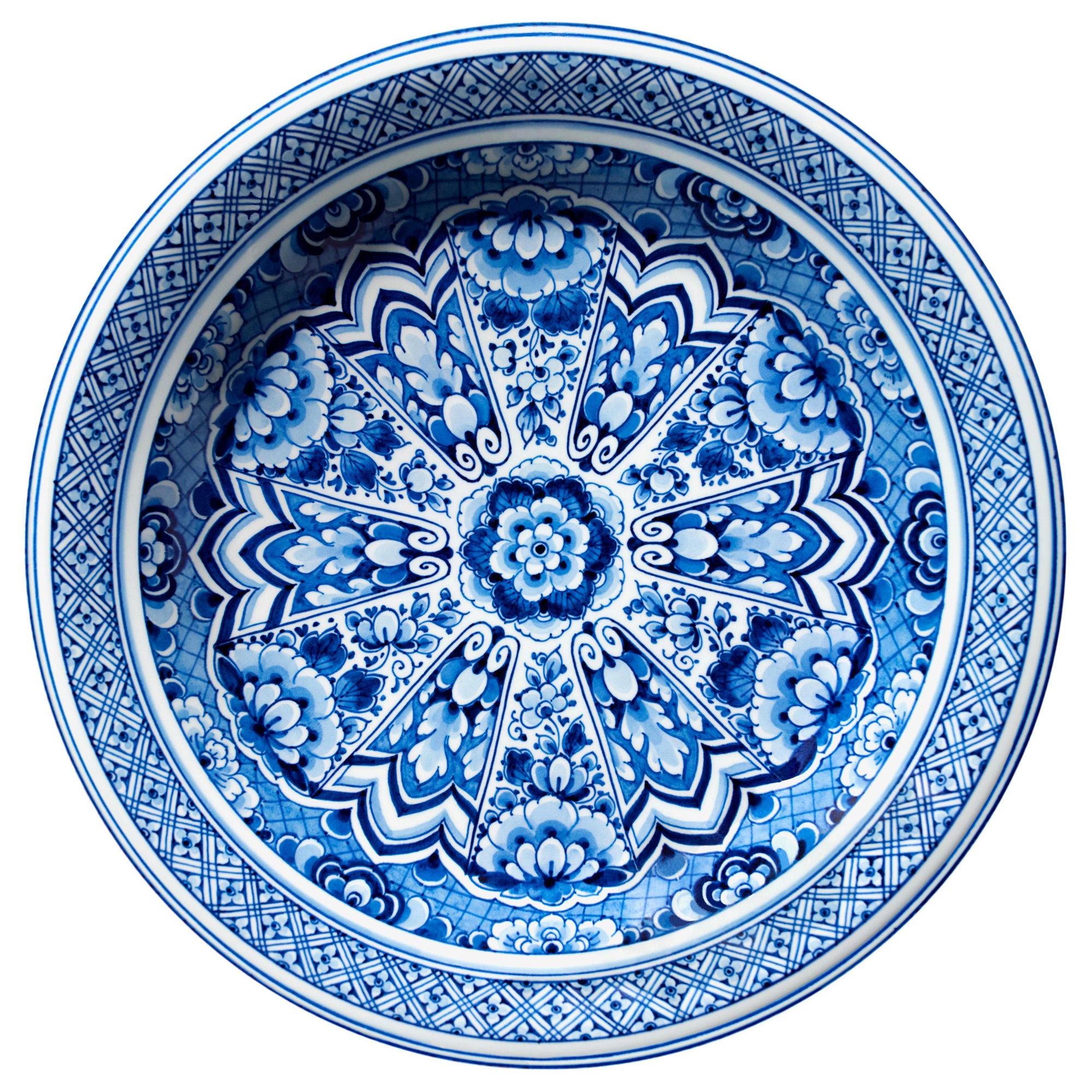 Moooi Small Delft Blue Plate Rug in Low Pile Polyamide by Marcel Wanders Studio For Sale