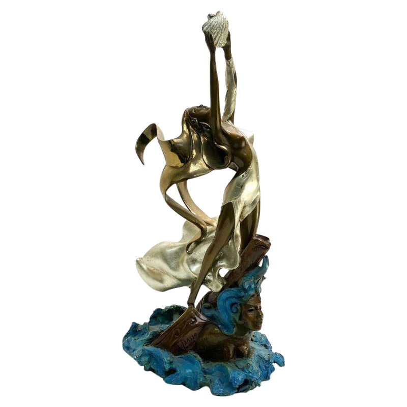 Patinated Bronze Sculpture- Woman with Shell by Angelo Basso