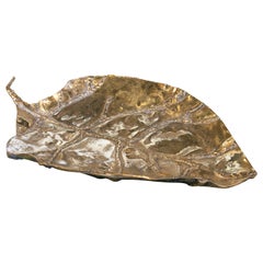 1980s Spanish Leaf-shaped Bronze Tray