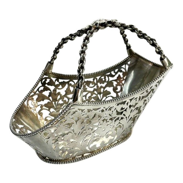 Buccellati Italian Sterling Silver Pierced Wine Caddy with Beaded Rim For Sale