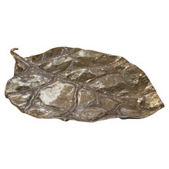 1980s, Spanish Leaf-Shaped Bronze Tray