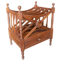 French Wooden Magazine Rack with Drawer
