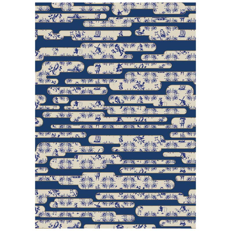 Moooi Dutch Sky Blue Rug in Low Pile Polyamide by Edward Van Vliet For ...