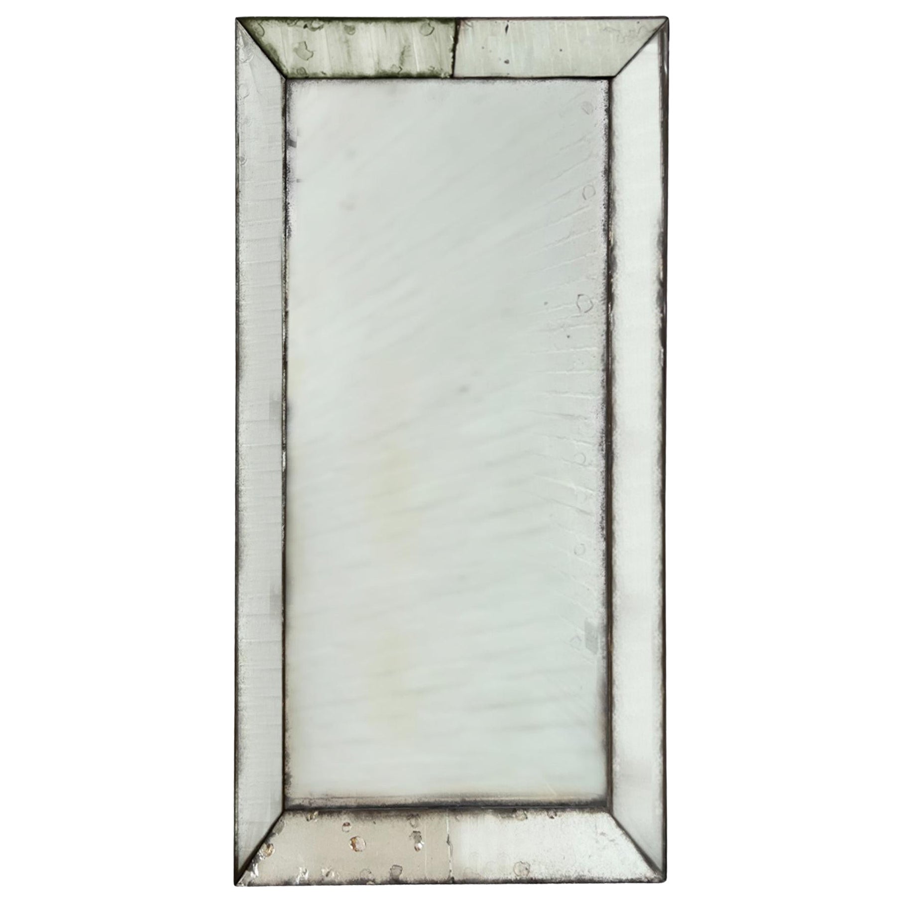 English Large Oak Framed Mirror with Antique Glass at 1stDibs