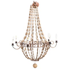 Large Scale Copper and Wood Beaded Chandelier