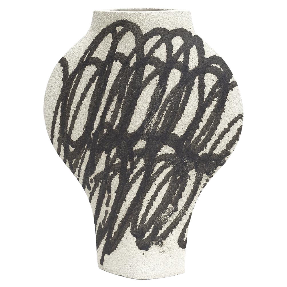 21st Century ‘Dal - Circles Black N°1’ in White Ceramic, Hand-Crafted in France For Sale