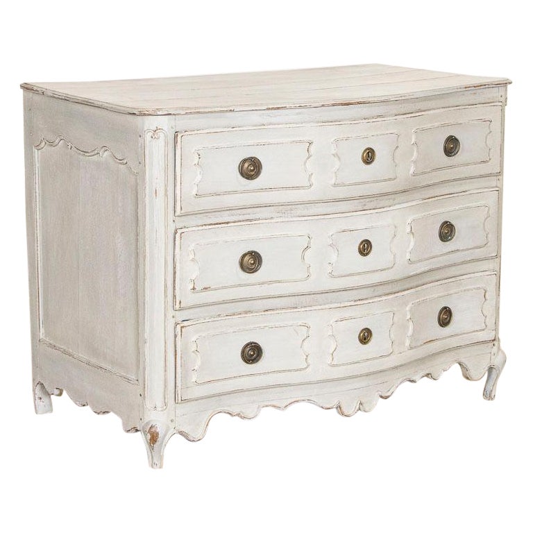 Antique Gray Painted Oak Chest of 3 Drawers from France For Sale