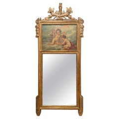 Louis XVI 19th Century Trumeau Mirror with Putti