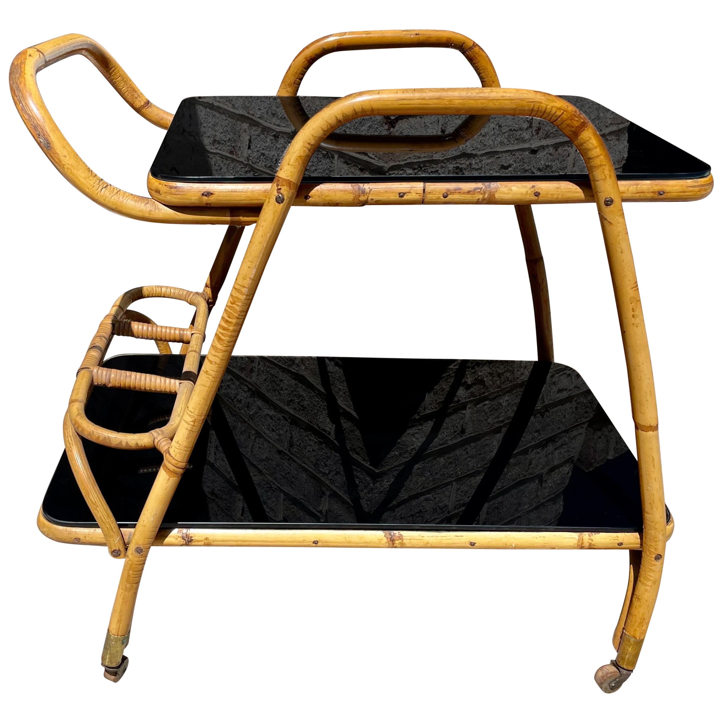Bamboo Trolley Cart by Bonacina For Sale