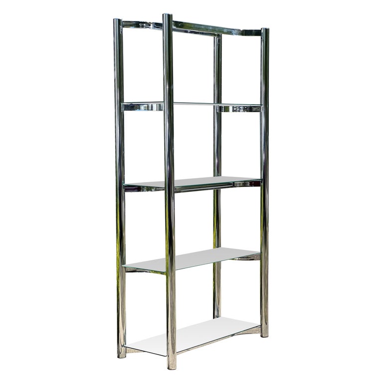 MidCentury Chrome and Glass Étagère For Sale at 1stDibs