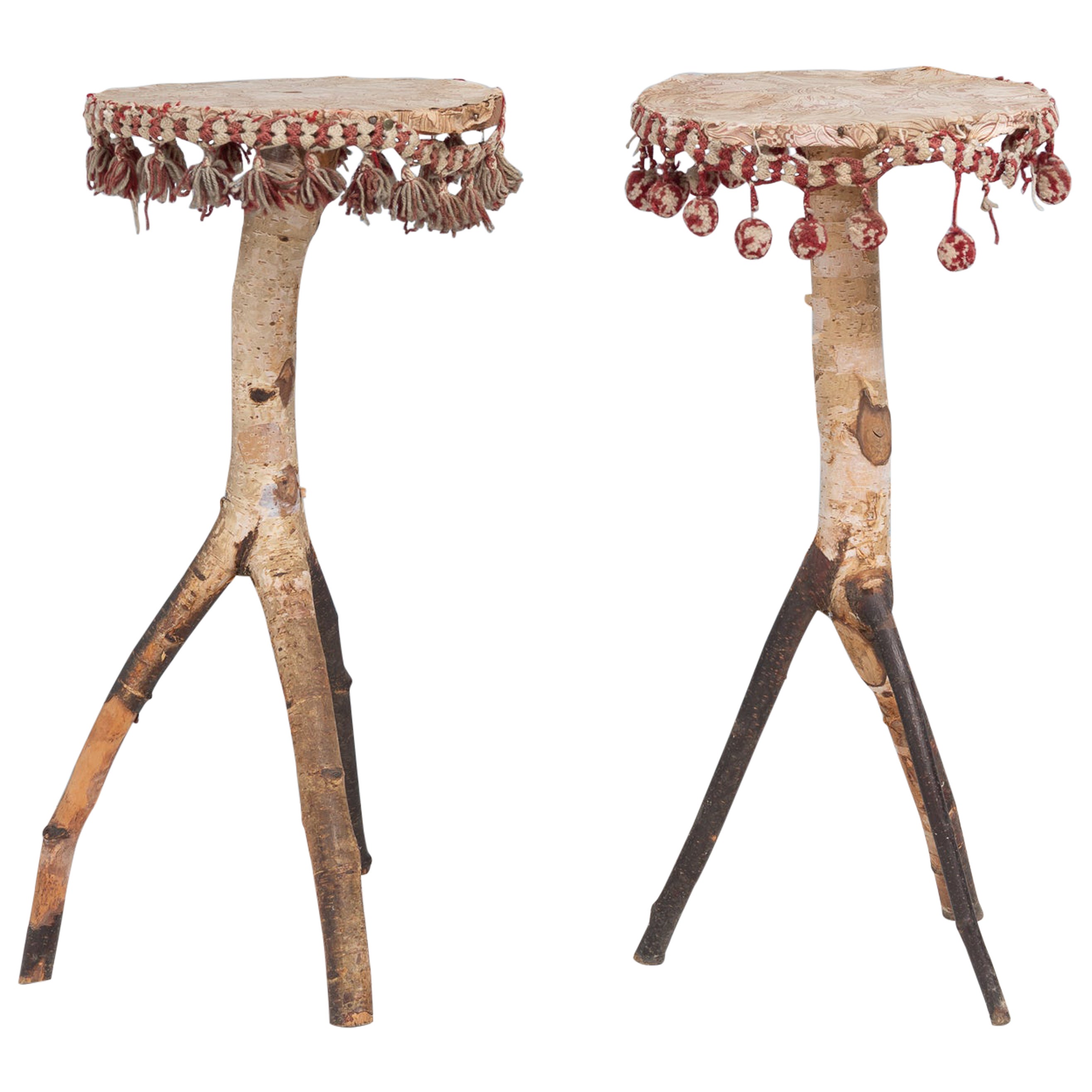Pair of Mid 19th Century Swedish Naturalistic Birch Gueridons  For Sale