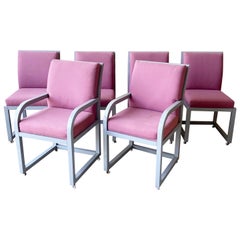 Postmodern Pink and Gray Dining Chairs by Milo Baughman for Thayer Coggin