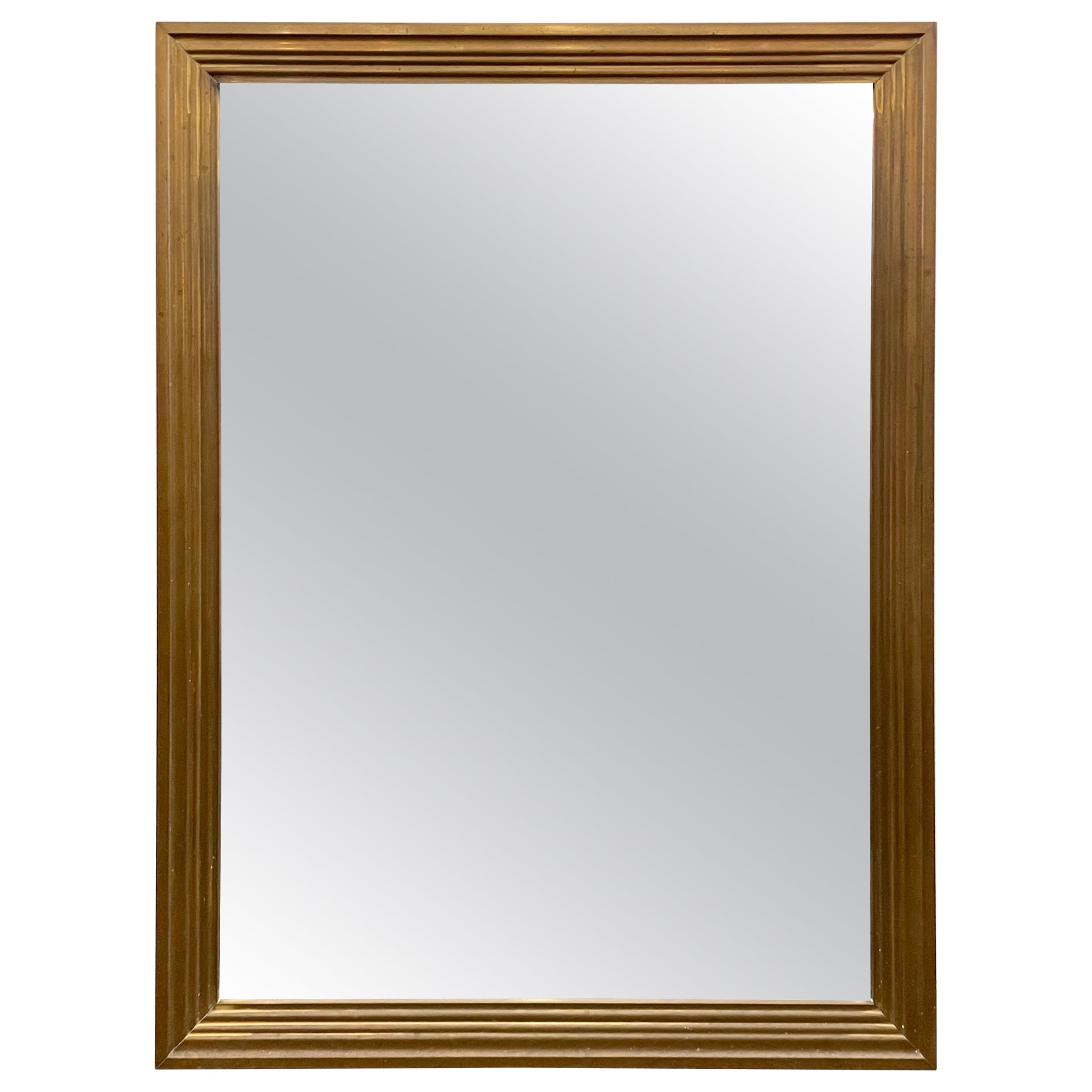 Antiqued Brass Clad English Mirror For Sale