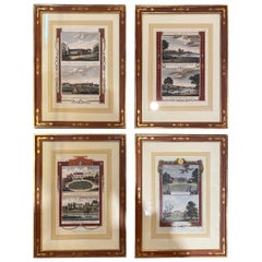 Set of Four Framed English 18th Century Hand Colored Architectural Prints