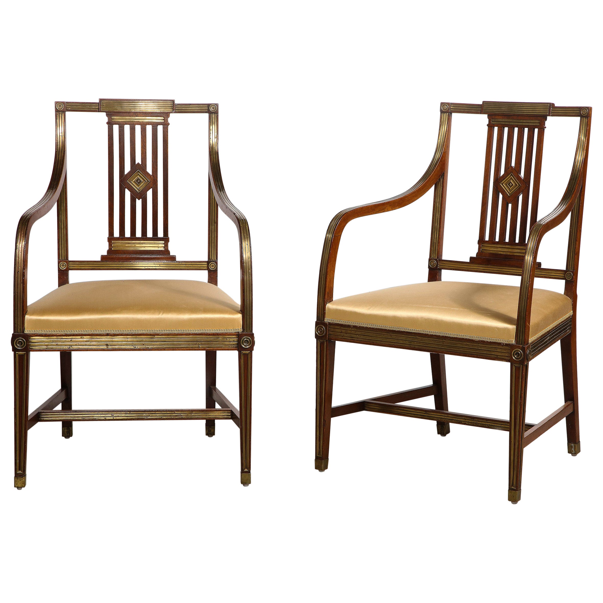 Pair of Mahogany Armchairs For Sale