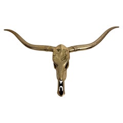 Sculpture murale de longhorn en laiton