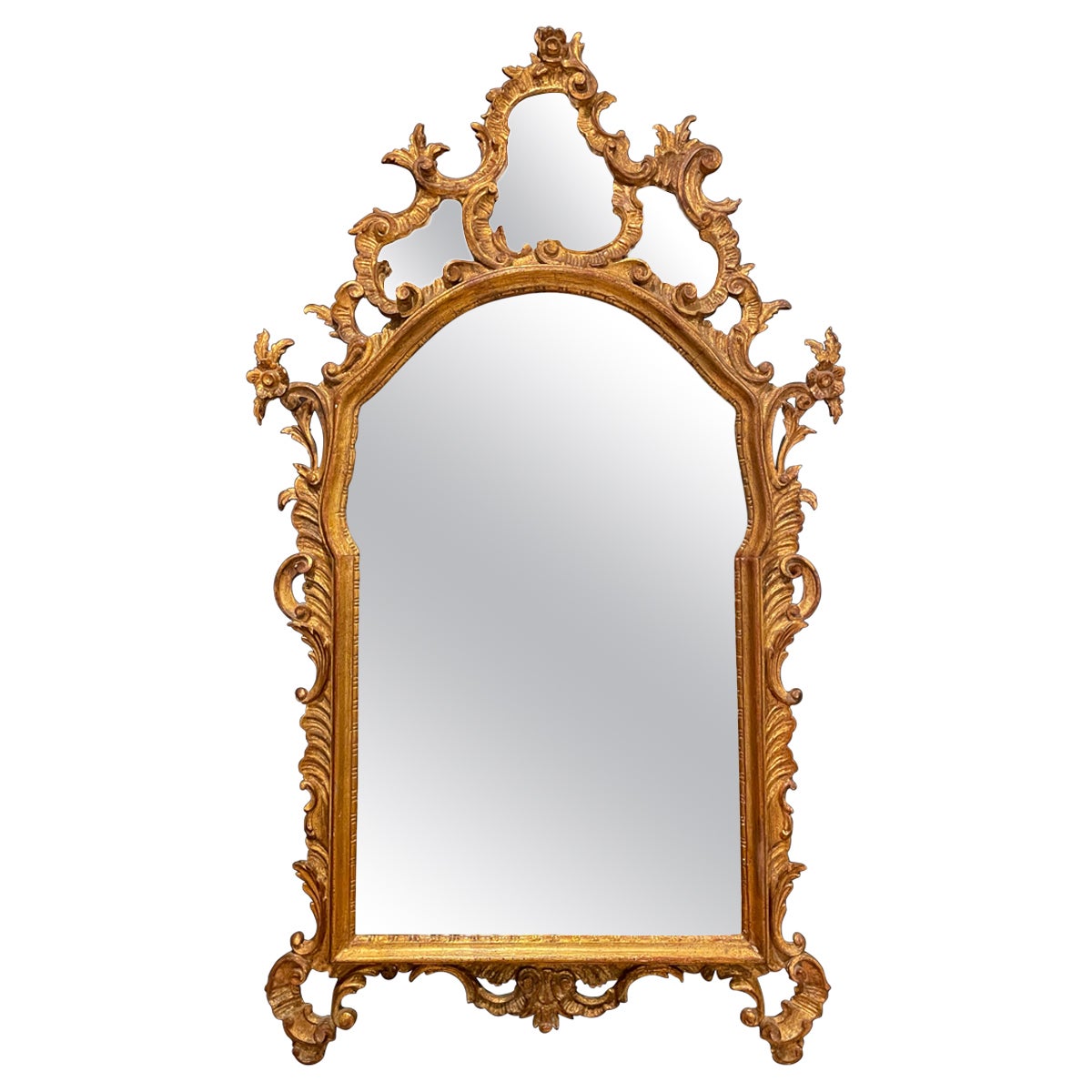 Giltwood Carved Baroque Four Panel Mirror For Sale
