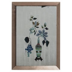 Antique Chinese Reverse Glass Floral Still Life, c. 1900