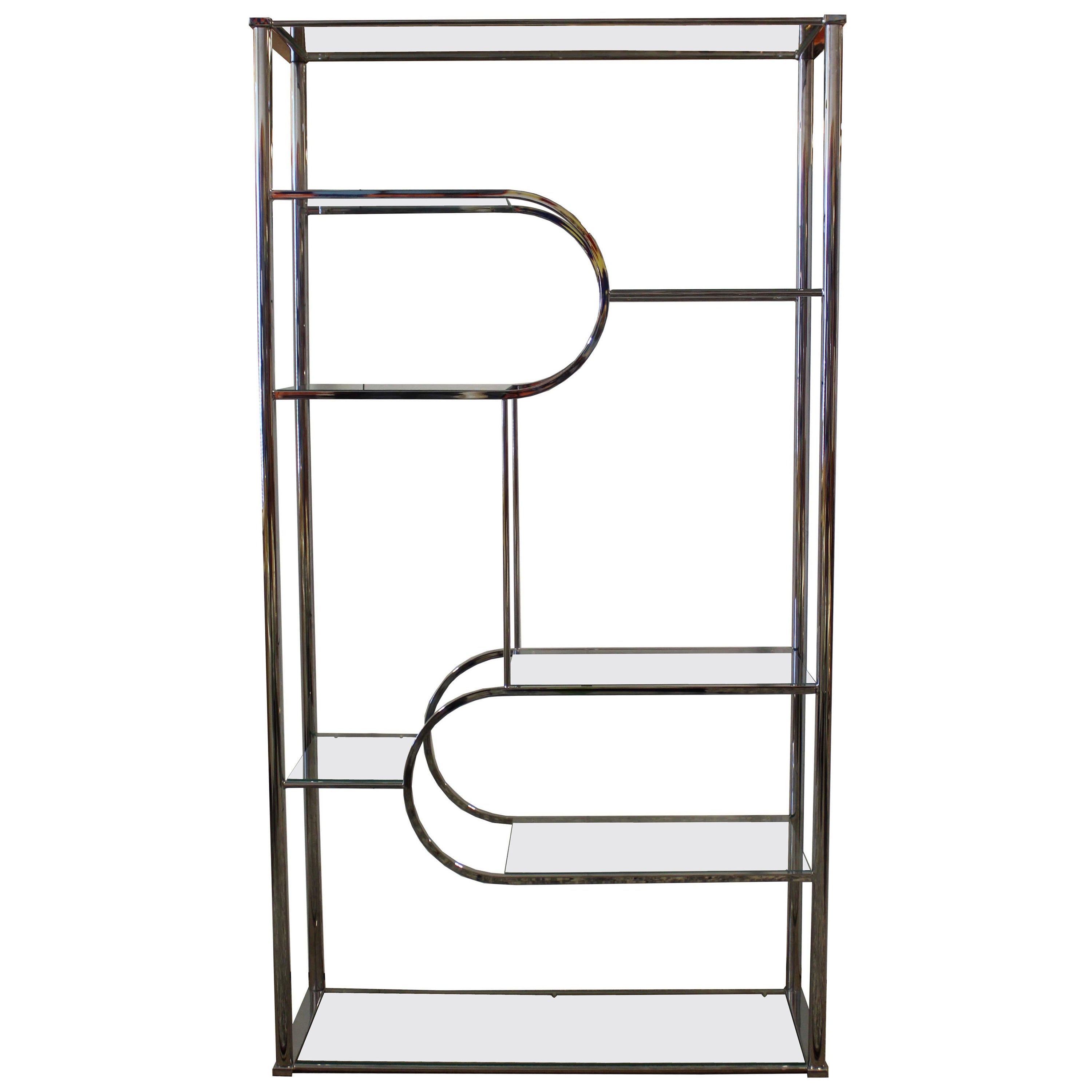 Mid-Century Modern Polished Chrome Sculptural Etagere Display