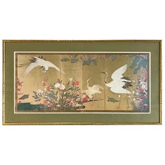Early 17th Century Japanese Art Print Framed in Gilded Faux Bamboo