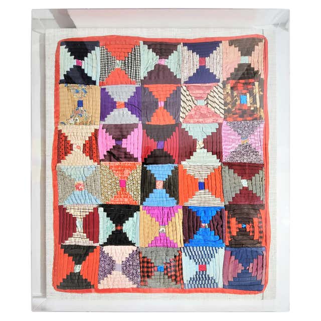 Masterpiece Quality Tumbling Blocks Pattern Doll Quilt at 1stDibs ...