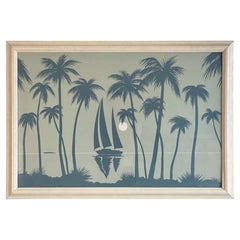Used 1980s Tropical Palm Scene Framed Print
