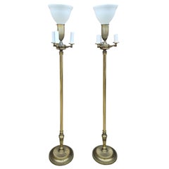 Vintage 4-light Torchiere Brass and Metal Floor Lamp