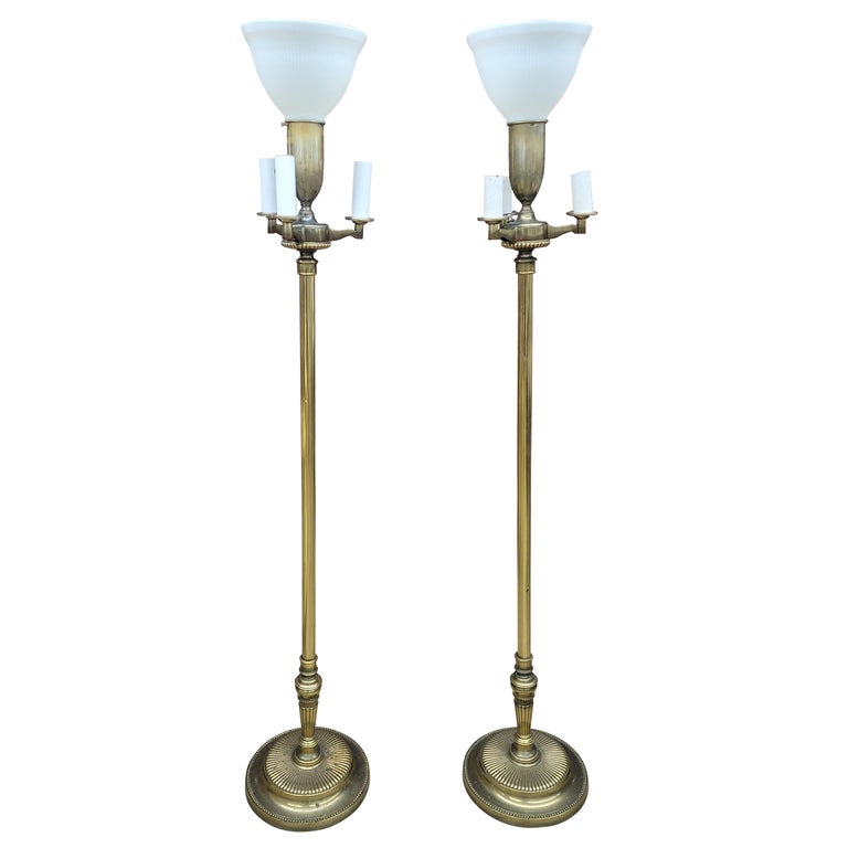 Late Victorian Patinated Metal and Onyx Torchiere 4-Light Floor