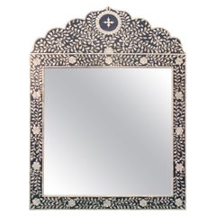 Crested Mother of Pearl Mirror in Indigo Blue