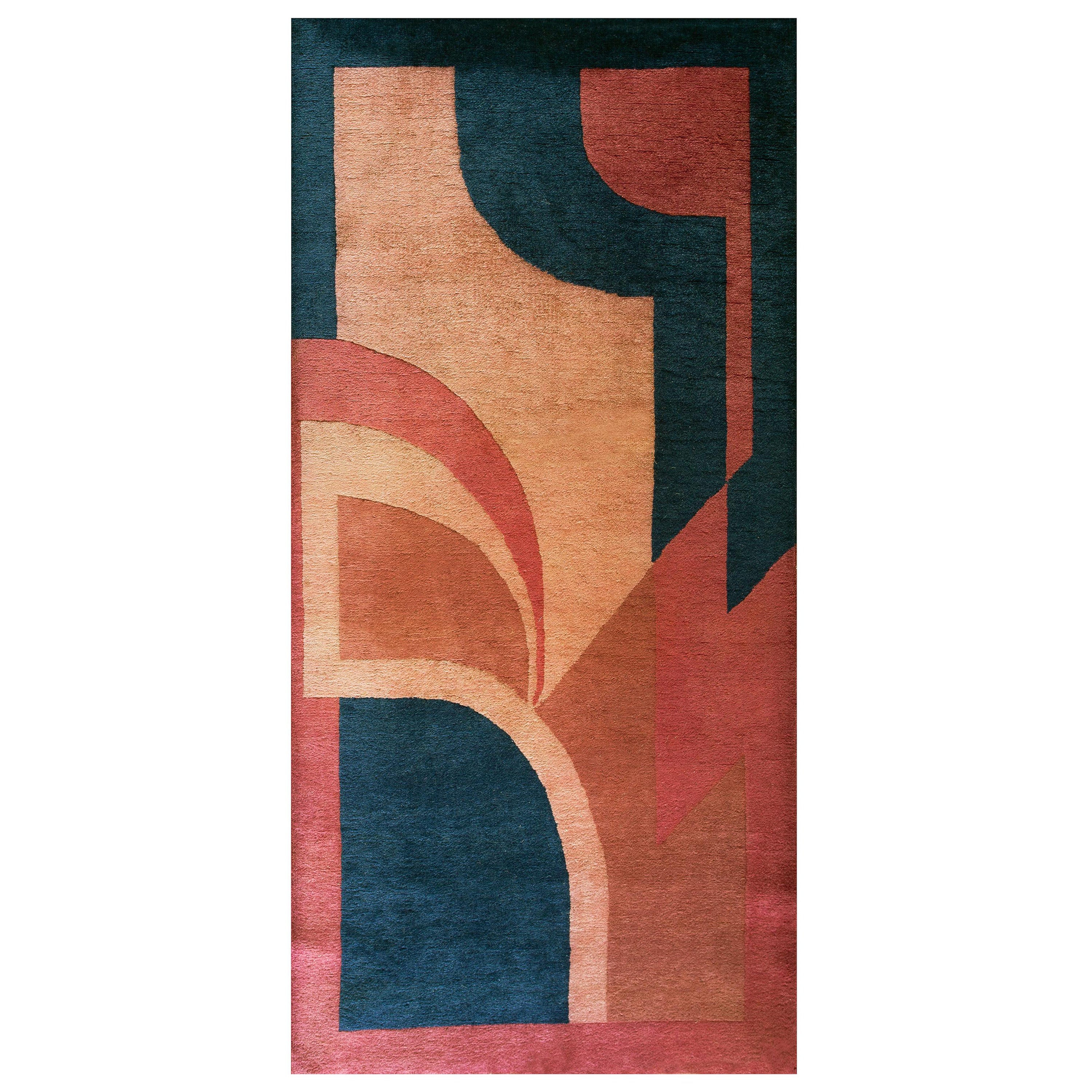 1920s Chinese Art Deco Carpet with Modernist Design (2'10'' x 5'9'' - 86 x 175) For Sale