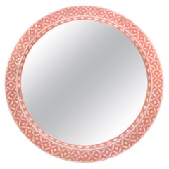 Round Mother of Pearl Mirror in Pink