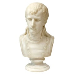 French Hand Carved Solid Marble Bust of Napoleon Bonaparte,1st Half 19th Century