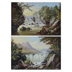 Paire de paysages peints à l'huile - Thomas Burras, artiste britannique de Leeds, vers82