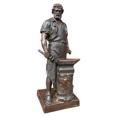 Extra Large & Amazingly Detailed Blacksmith Sculpture by Wilhelm Albermann 1880s