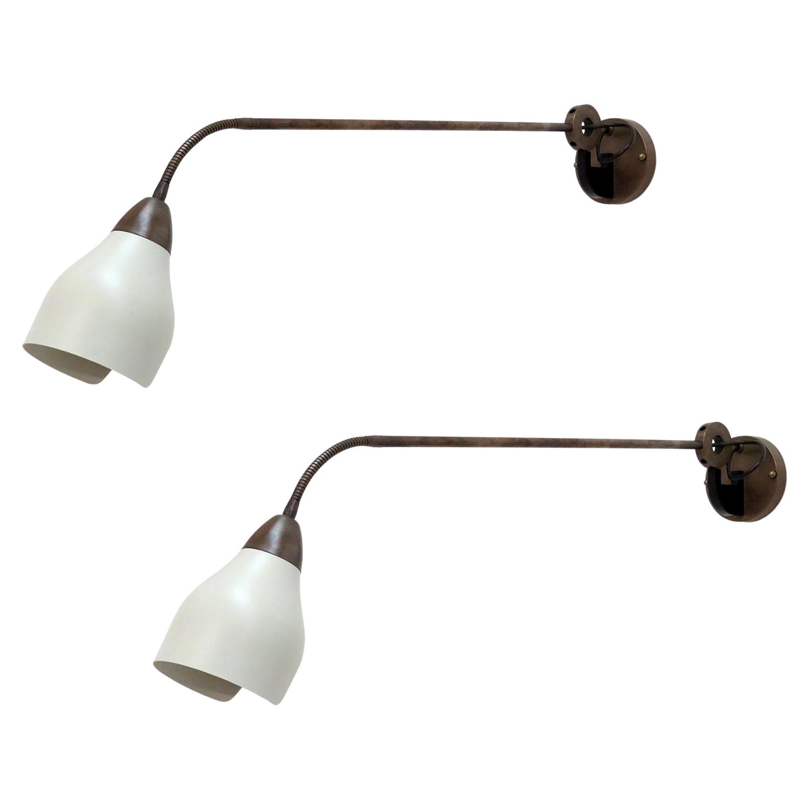 Large Articulate Italian Swing Arm Wall Lights For Sale