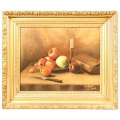 19th Century Oil on Canvas Still Life of Fruit