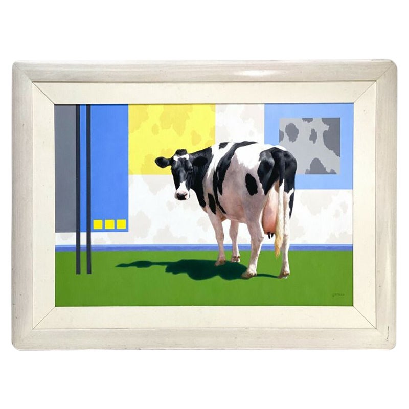 Peinture à l'huile sur toile « Hip Cow » de Lorna Patrick, 1992