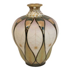 Antique Amphora Austria Art Nouveau Hand Painted Porcelain Spider Vase, circa 1890