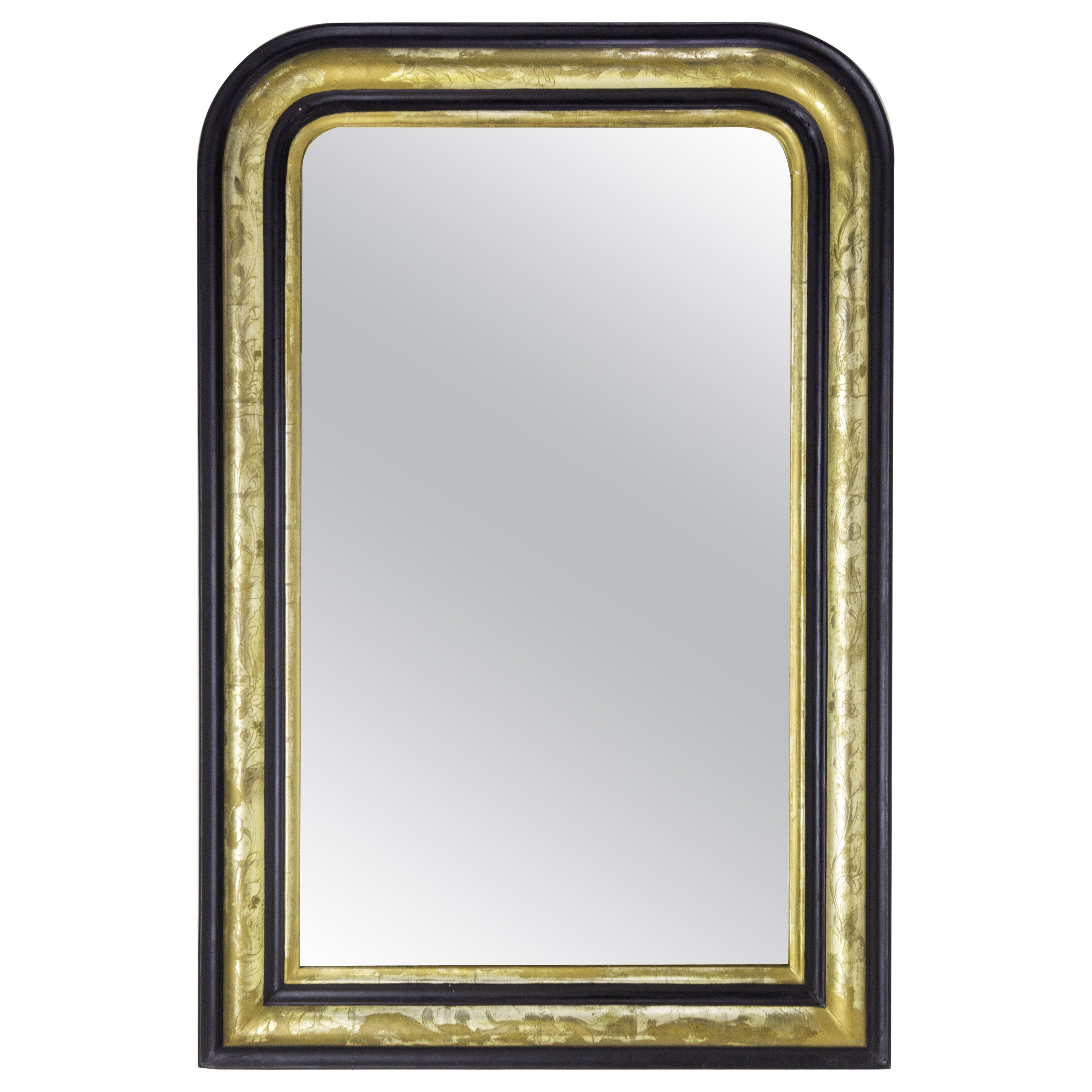French Stucco Louis Philippe Mirror Imitation Wood and Gilding, circa 1870 For Sale