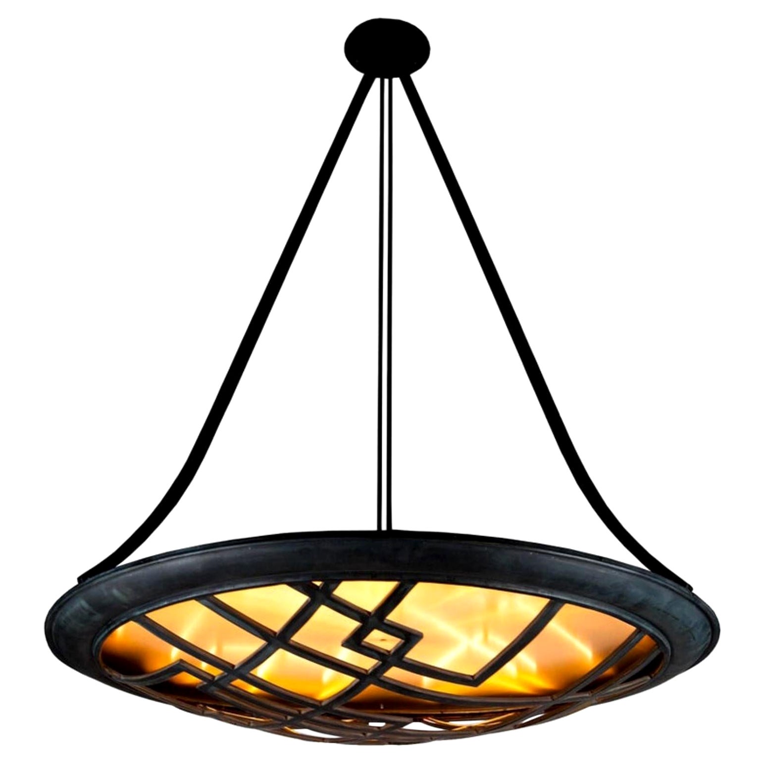 Lampadario Art Deco a LED in ottone