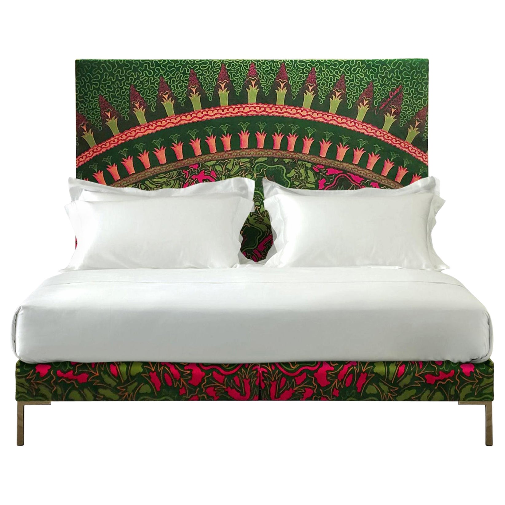 Savoir Lilies Headboard and Nº4 Bed Set, Eastern King Size, by Zandra Rhodes For Sale