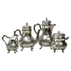 4teiliges Tee- und Kaffeeset aus Silber von Storck & Sinsheimer Hanau, Deutschland, um 1900