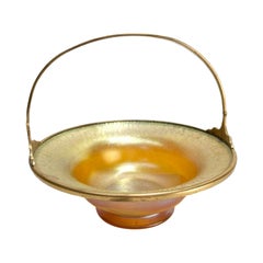 Louis C. Tiffany Furnaces Iridescent Glass Favrile and Gilt Bronze Basket